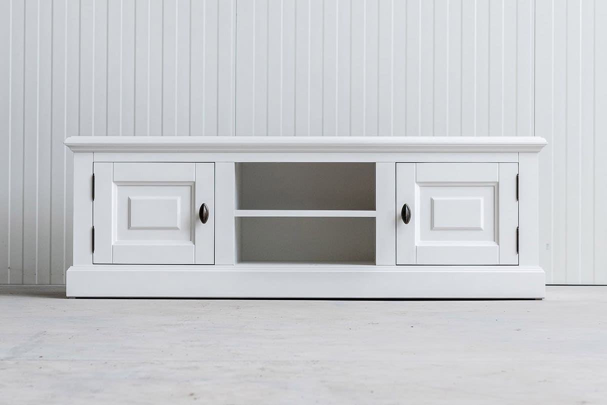 merk op ballet huis Landelijk tv-meubel Bo 2-deuren 2-open vak wit